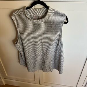 Chico's Gray and White Striped Muscle Tee